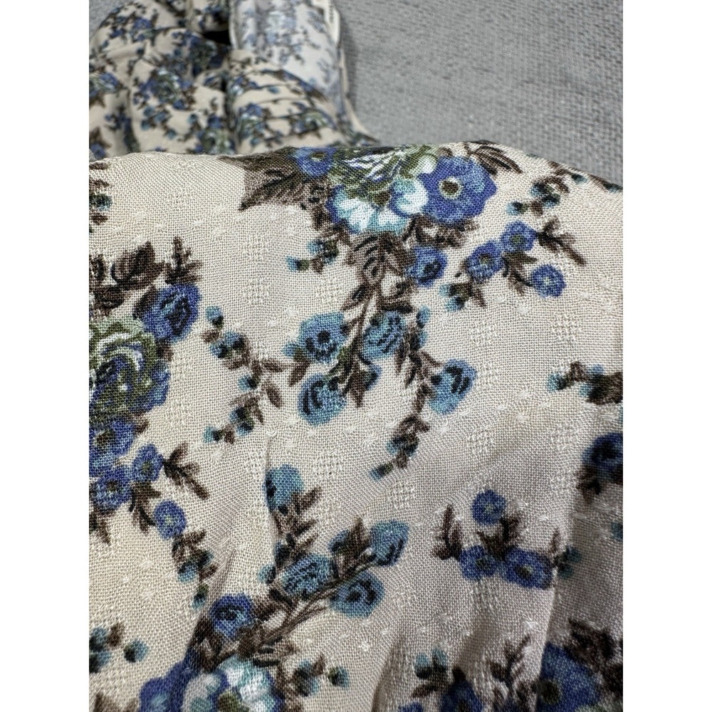 Lucky Brand Top Womens Medium Floral Pintuck Peasant Cottage Sleeve Read - Picture 11 of 11